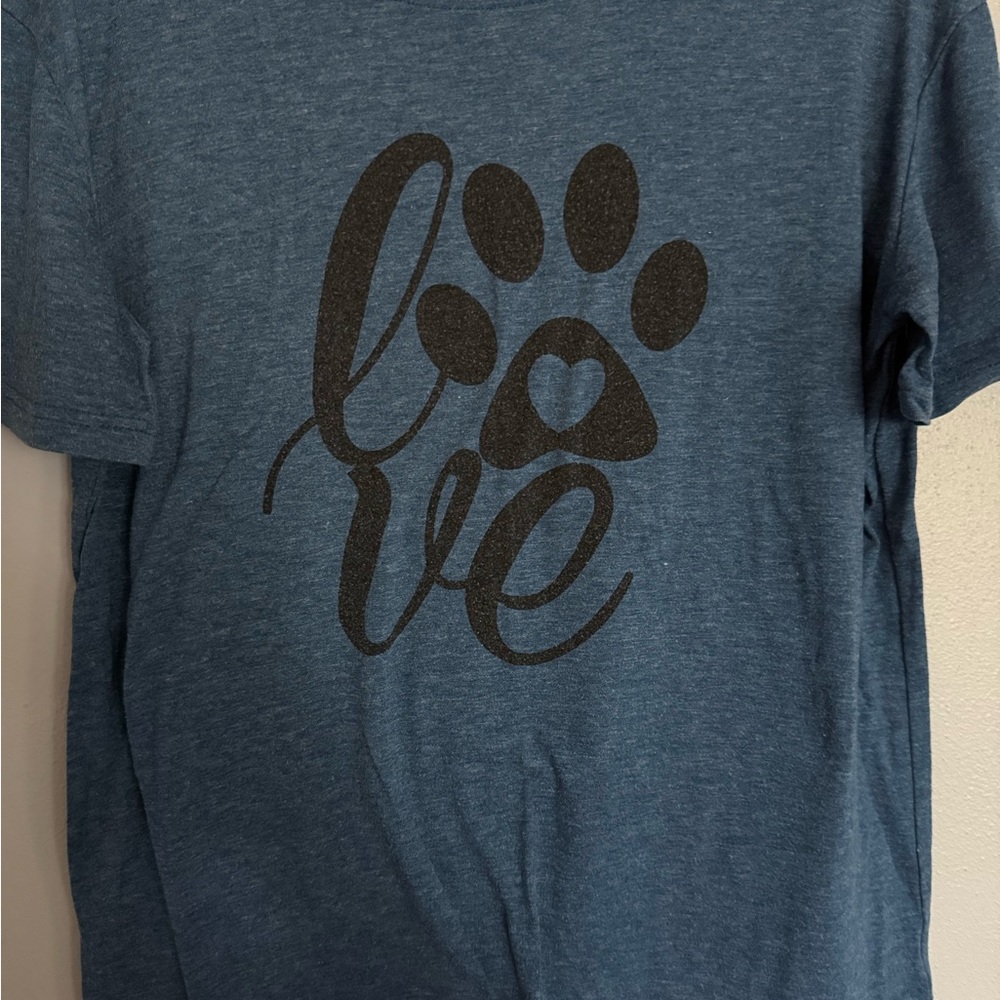 Blue Graphic T-Shirt with Paw Print